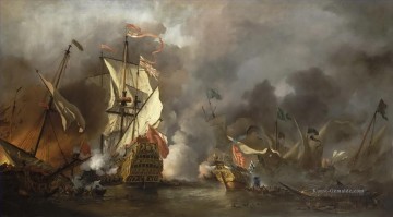 Kriegsschiff Seeschlacht von Schiffen Ölgemälde
